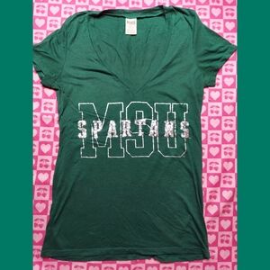 Michigan State Spartans MSU Green Victorias Secret Pink Shirt